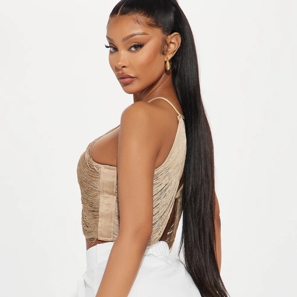 NWT Gold Fringe Top - Size L - Picture 3 of 3